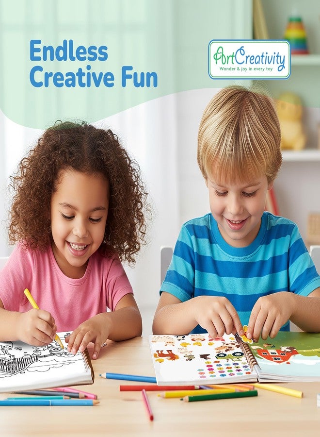 آرت كريتيفيتي كتاب أنشطة ملصقات ArtCreativity للأطفال والكبار - أكثر من 600 ملصق إبداعي، 12 مشهدًا فريدًا وصفحات تلوين - أساسيات السفر للأطفال الصغار - هدية حرفية ممتعة للأولاد والبنات - Image 2